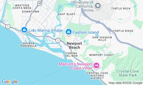 Ausschnitt der Weltkarte zu Newport Beach