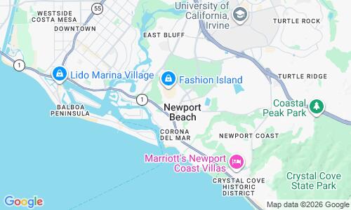Ausschnitt der Weltkarte zu Newport Beach