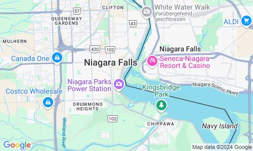 Ausschnit der Weltkarte zu Niagarafälle