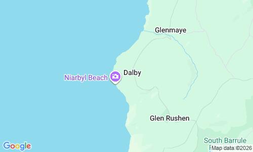 Ausschnitt der Weltkarte zu Niarbyl Strand