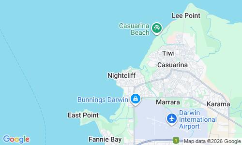 Ausschnitt der Weltkarte zu Nightcliff Beach