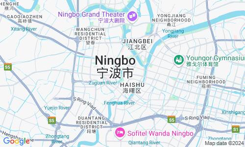 Ausschnitt der Weltkarte zu Ningbo