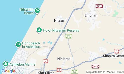 Ausschnitt der Weltkarte zu Nitzanim Beach
