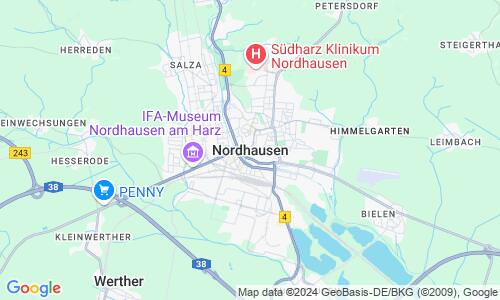Ausschnitt der Weltkarte zu Nordhausen