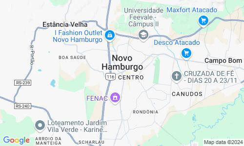 Ausschnitt der Weltkarte zu Novo Hamburgo