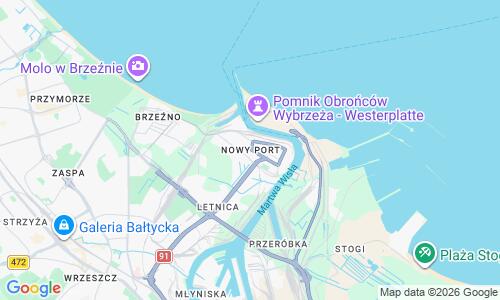 Ausschnitt der Weltkarte zu Nowy Port Strand