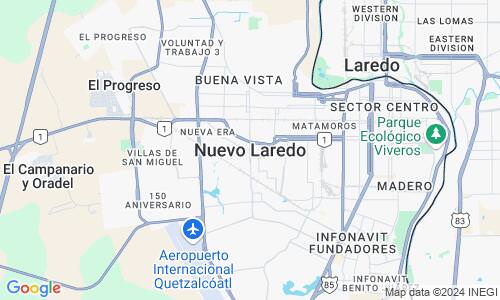 Ausschnitt der Weltkarte zu Nuevo Laredo