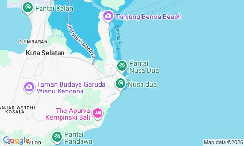 Ausschnitt der Weltkarte zu Nusa Dua Beach
