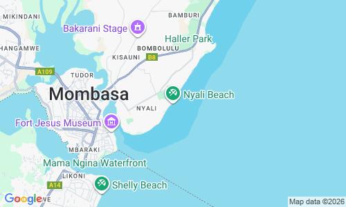 Ausschnitt der Weltkarte zu Nyali Beach