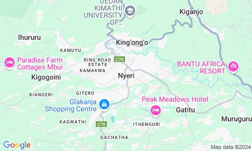 Ausschnitt der Weltkarte zu Nyeri