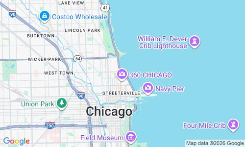 Ausschnitt der Weltkarte zu Oak Street Beach