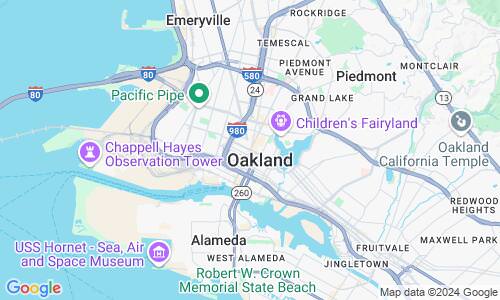 Ausschnitt der Weltkarte zu Oakland