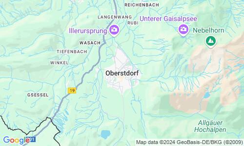 Ausschnitt der Weltkarte zu Oberstdorf