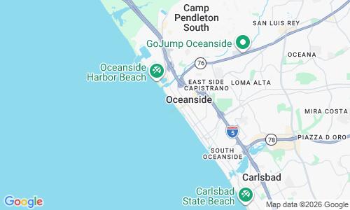 Ausschnitt der Weltkarte zu Oceanside City Beach
