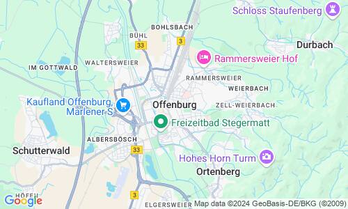 Ausschnitt der Weltkarte zu Offenburg