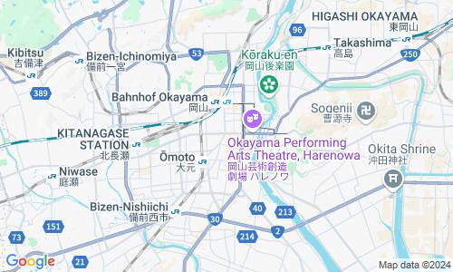 Ausschnitt der Weltkarte zu Okayama