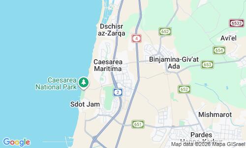 Ausschnitt der Weltkarte zu Or Akiva Beach