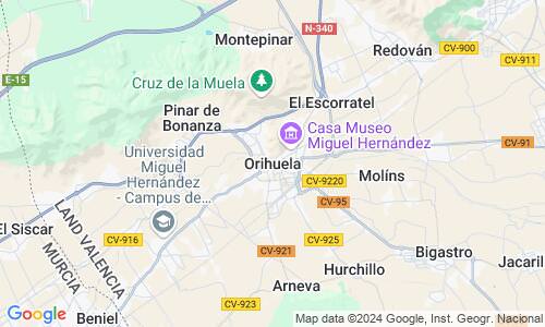 Ausschnitt der Weltkarte zu Orihuela