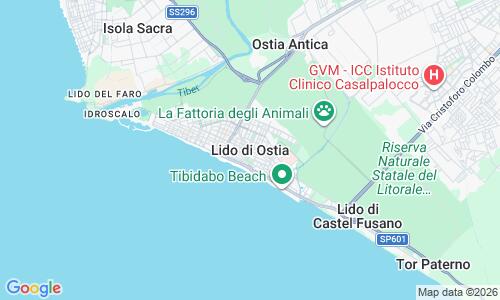 Ausschnitt der Weltkarte zu Ostia Strand
