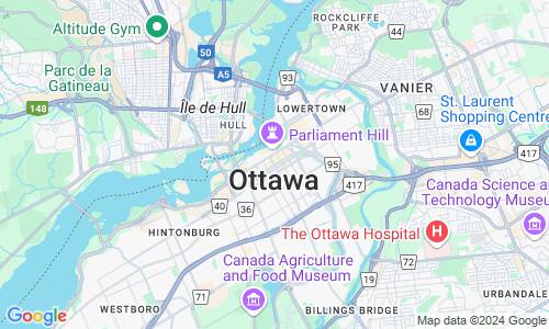 Ausschnit der Weltkarte zu Ottawa