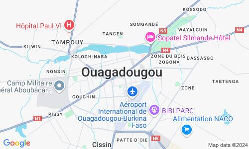 Ausschnitt der Weltkarte zu Ouagadougou