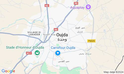 Ausschnitt der Weltkarte zu Oujda