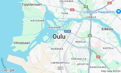Ausschnit der Weltkarte zu Oulu