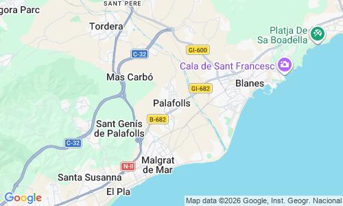 Ausschnitt der Weltkarte zu Palafolls Strand