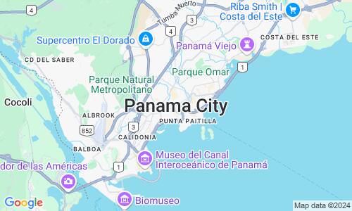 Ausschnit der Weltkarte zu Panama-Stadt