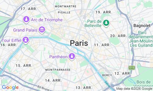 Ausschnitt der Weltkarte zu Paris Plages Seine Strand