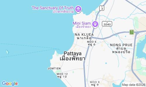 Ausschnitt der Weltkarte zu Pattaya Beach
