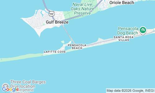 Ausschnitt der Weltkarte zu Pensacola Beach