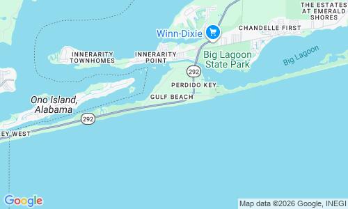 Ausschnitt der Weltkarte zu Perdido Key Beach
