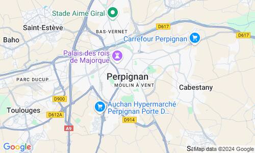 Ausschnitt der Weltkarte zu Perpignan