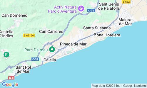 Ausschnitt der Weltkarte zu Pineda de Mar