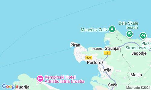 Ausschnit der Weltkarte zu Piran