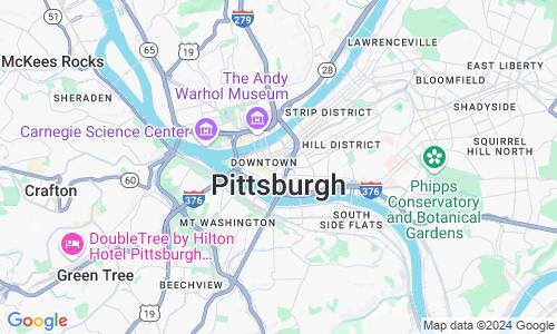 Ausschnitt der Weltkarte zu Pittsburgh