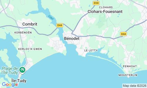 Ausschnitt der Weltkarte zu Plage de Bénodet