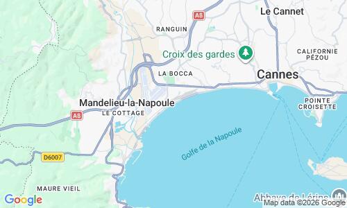 Ausschnitt der Weltkarte zu Plage de la Bocca Cannes