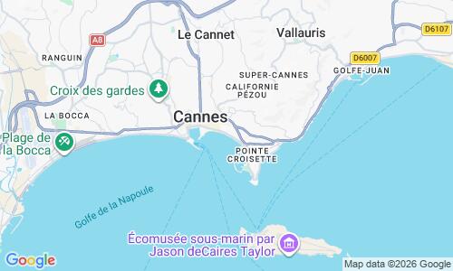 Ausschnitt der Weltkarte zu Plage de la Croisette Cannes