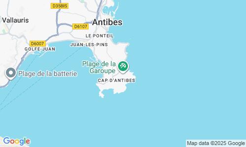 Ausschnitt der Weltkarte zu Plage de la Garoupe