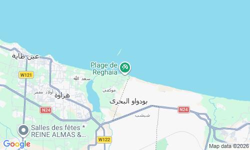 Ausschnit der Weltkarte zu Plage de Réghaïa