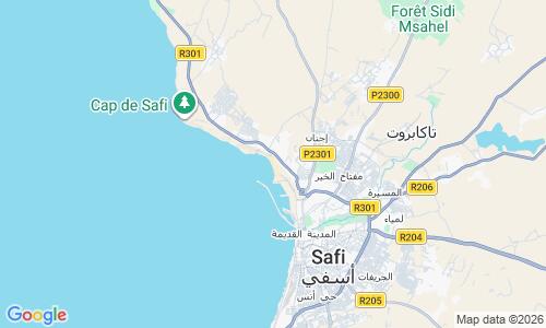Ausschnitt der Weltkarte zu Plage de Safi