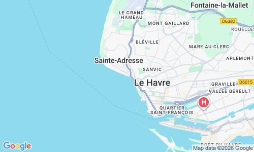 Ausschnitt der Weltkarte zu Plage de Sainte-Adresse