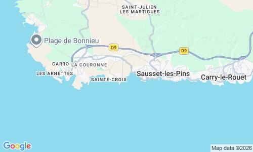Ausschnitt der Weltkarte zu Plage de Sausset-les-Pins