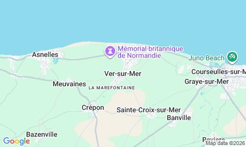 Ausschnitt der Weltkarte zu Plage de Ver-sur-Mer (Gold Beach)