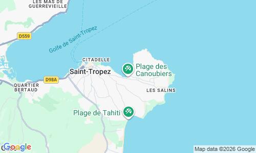 Ausschnitt der Weltkarte zu Plage des Canoubiers