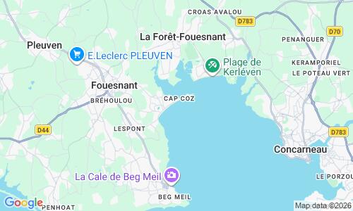 Ausschnitt der Weltkarte zu Plage du Cap Coz