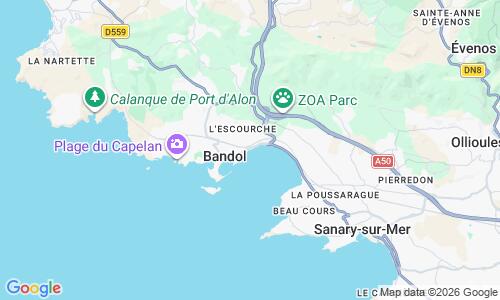 Ausschnitt der Weltkarte zu Plage du Casino (Bandol)
