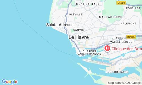 Ausschnitt der Weltkarte zu Plage du Havre